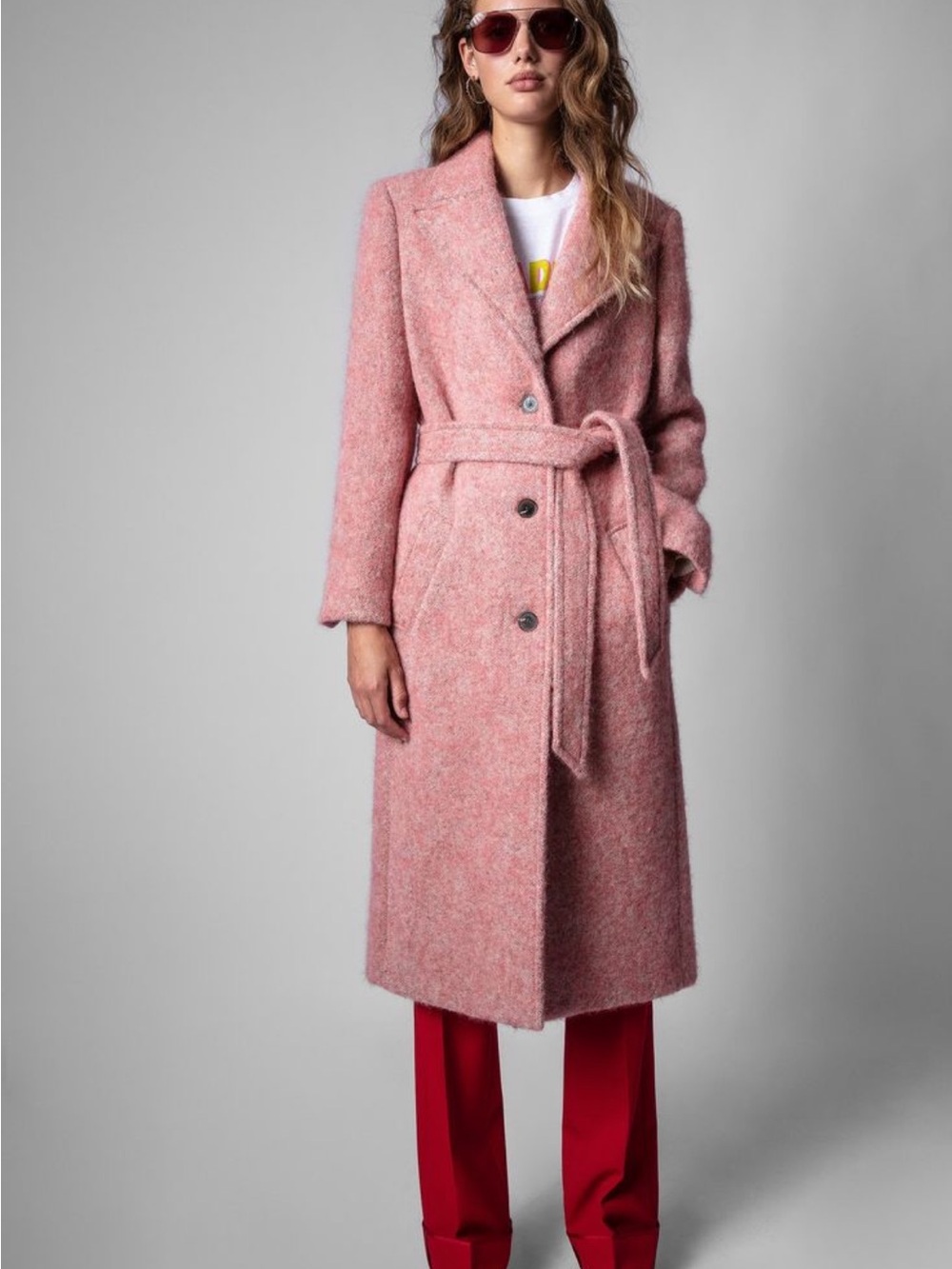 Zadig & Voltaire Monaco Rose Tea Wool Alpaca Mohair Coat – Size M